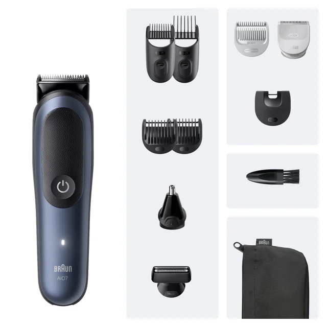 Braun Multigroomer AI07 mit allen Aufsätzen und dem Zubehörset.
