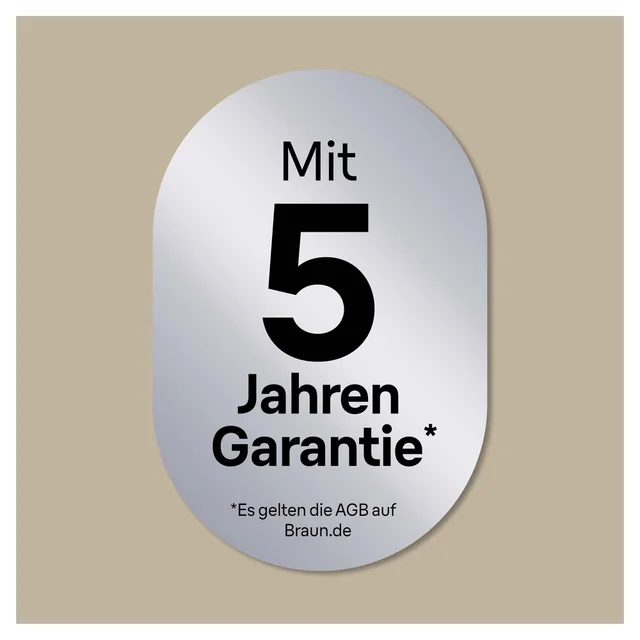 Braun Garantie-Siegel: 5 Jahre Garantie.