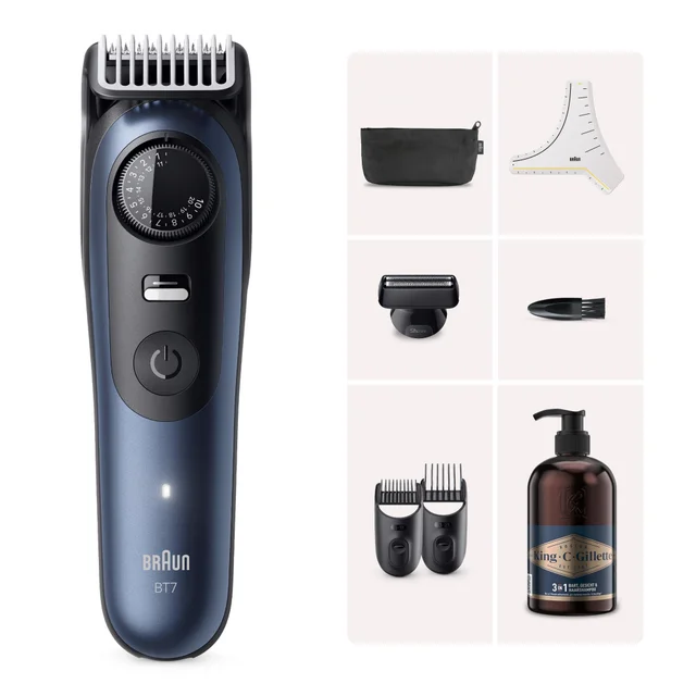 Braun Bundle: Series 7 Barttrimmer BT7520 + King C. Gilette Bartshampoo 350ml